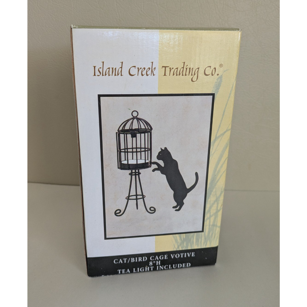 Island Creek Trading Co Cat Bird Cage Votive Candle Holder New Home Decor Kitty